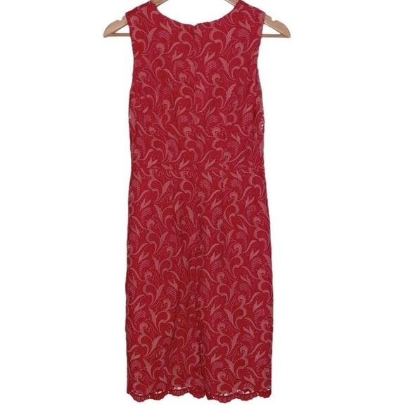 Ann Taylor Two Tone Lace Overlay Dress Peony Coral - Picture 5 of 10